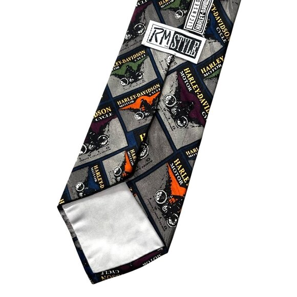 VTG 90s HARLEY DAVIDSON 1910 Print Necktie RM Style Ralph Marlin USA SILK Retro - Picture 4 of 6